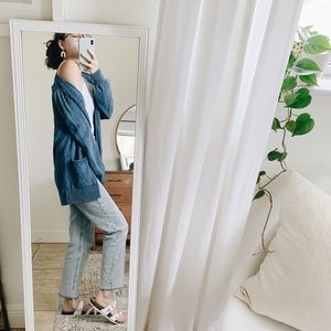 Lucky brand | blue navy distressed button down long sleeve cardigan sweater 🌵